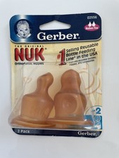 Vintage Gerber Nuk 2 Pack Silicone 2 Bottle Nipples Orthodontic Medium Flow