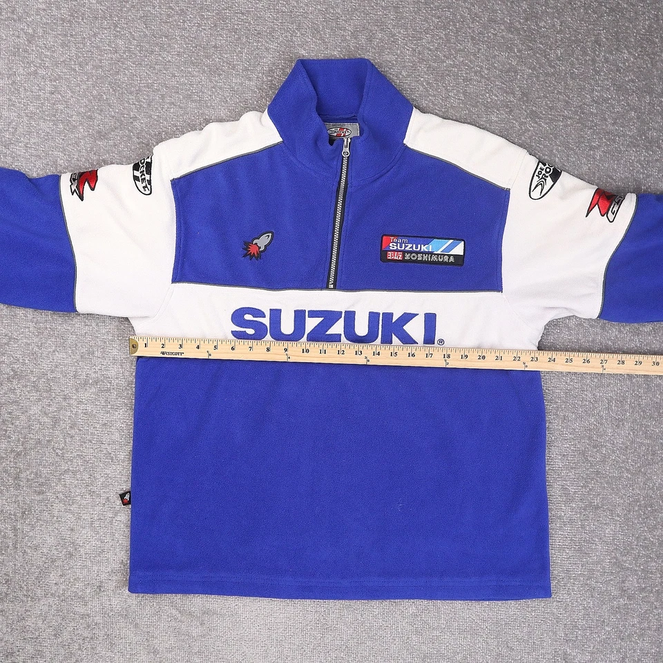 Chaqueta polar vintage Joe Rocket Suzuki mediana azul blanco manga larga media cremallera Foto 4 de 4