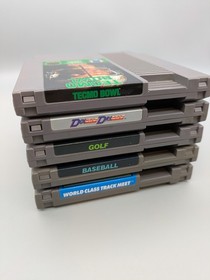 NES Games Sports Lot Of 5, GOLF, Baseball, Double Dribble, Track Meet, Tecmo 