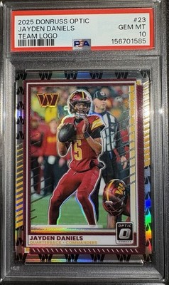 2025 Donruss Optic Jayden Daniels Team Logo PSA 10 Jersey Number Match /32