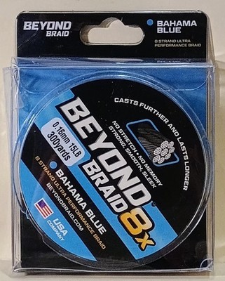 Beyond Braid 8x Braided Fishing Line Bahama Blue No Stretch 300 15lb 0.16mm NEW