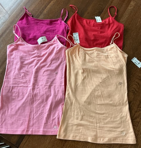 NWT AEROPOSTALE LOT OF 4 BASIC CAMI'S SZ Medium Red, Orange, Light & Dark Pinks