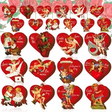 Huwena 36 Pcs Valentines Day Tree Decorations Wooden Heart Ornaments for Tree...