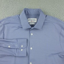 Mizzen Main Spinnaker Shirt Mens 2XL Blue Gingham Trim Fit Non Iron Stretch