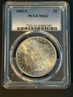 1890-S Morgan Silver Dollar $1 PCGS MS62 San Francisco Mint