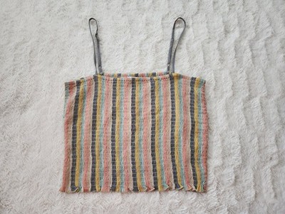 O'Neill Drez Beachbound Stripe Smocked Stretch Tank Top Size Large