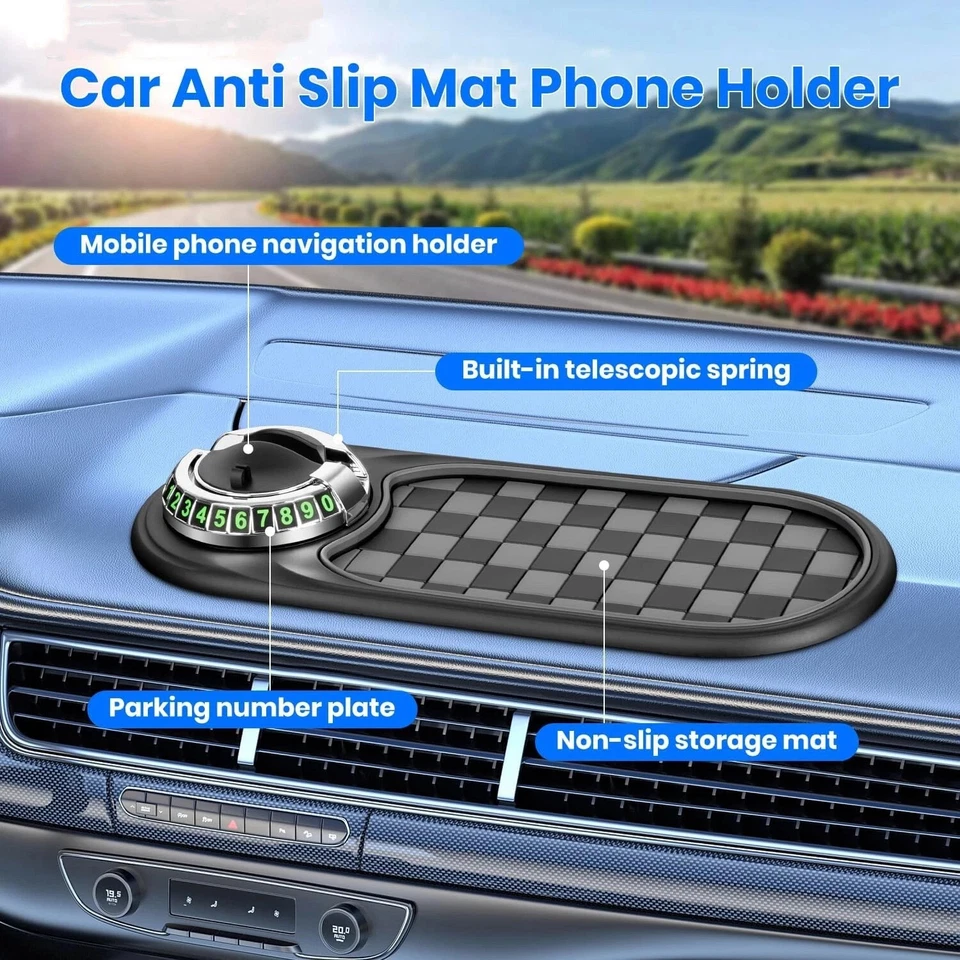 Multifunction Car Dashboard Anti-Slip Mat Auto Phone Holder & Parking Number - Image 3 of 4