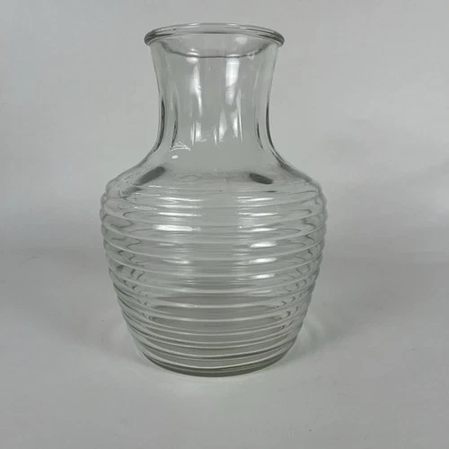 Vintage Anchor Hocking Ribbed Beehive Glass Jar Pitcher Carafe 9.25"