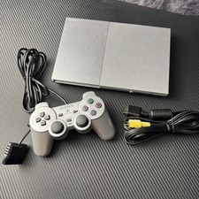 Sony PlayStation 2 PS2 Slim Silver Console, Controller & Cords SCPH-90001 READ