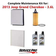2013 Jeep Grand Cherokee 3.6L Complete Cabin, Air & Oil Filter Kit (5W-20)