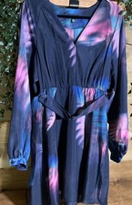 Image of Ex Ted Baker Blue Alte Printed Belted Mini Dress Size 4 UK 14