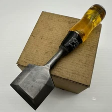 Vintage STANLEY #60 BEVEL EDGE 2'' Wide WOOD CHISEL Made In USA Capped Handle
