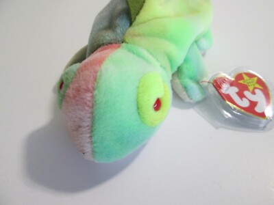 ULTRA RARE TY BEANIE BABY ''IGGY''  WITH ERRORS   AUGUST 12, 1997 w DISPLAY CASEa