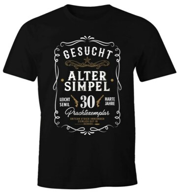 Herren Geschenk T-Shirt Geburtstag Gesucht Alter Simpel Wanted 30-80 Jahre