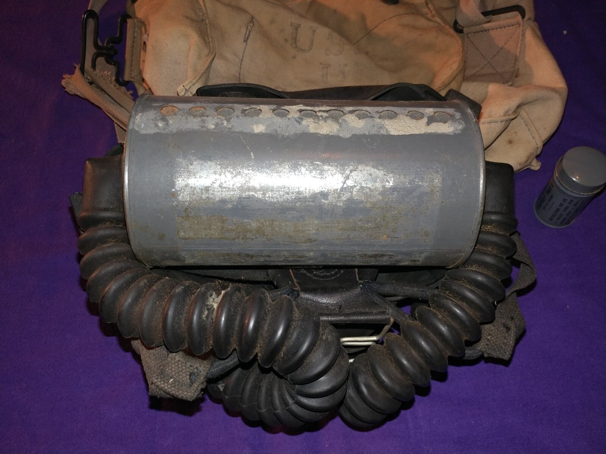 WW2 US Navy U Gas Mask W/ ORIGINAL BAG Mark MSA USN 1944 Mine