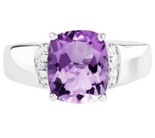 Amethyst Ring / Amethyst Cushion Silver Ring / Natural Amethyst Cocktail Ring