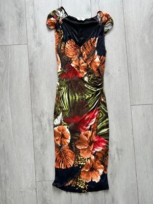 Robe SAGAIE en soie vibrante imprimée florale - sexy fendue devant, taille T3 (10) - Photo 1/4