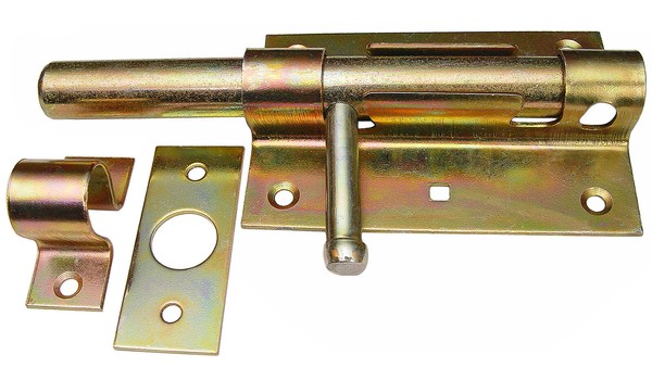 Bolzenriegel 100/16 TüRriegel Schubriegel Torriegel Torschieber Gelb Verzinkt-image