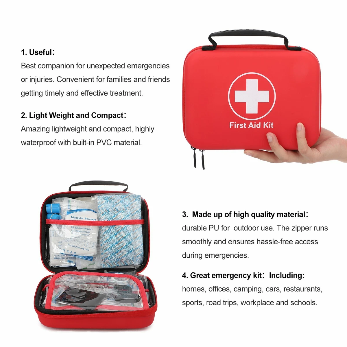 Camping First Aid Kit Emergency Waterproof Medical Bag Outdoor