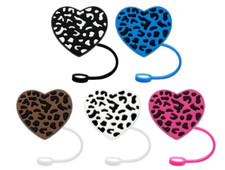 10 Pcs Colorful Straw Cover Heart Straw Cap Pink Blue Black White Brown New