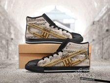 Trumpet, Sheet Music, Custom Made Black Canvas Shoes, Tennis Shoes
