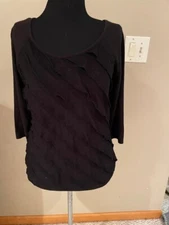 Lot of 2 women black ruffles sweaters white top size S