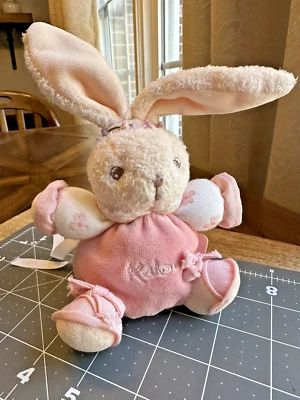 Doudou Lapin Marque Kaloo Lovie Bunny Mini Plush With Tie Ribbon Bows On Shoes - Image 1 of 4