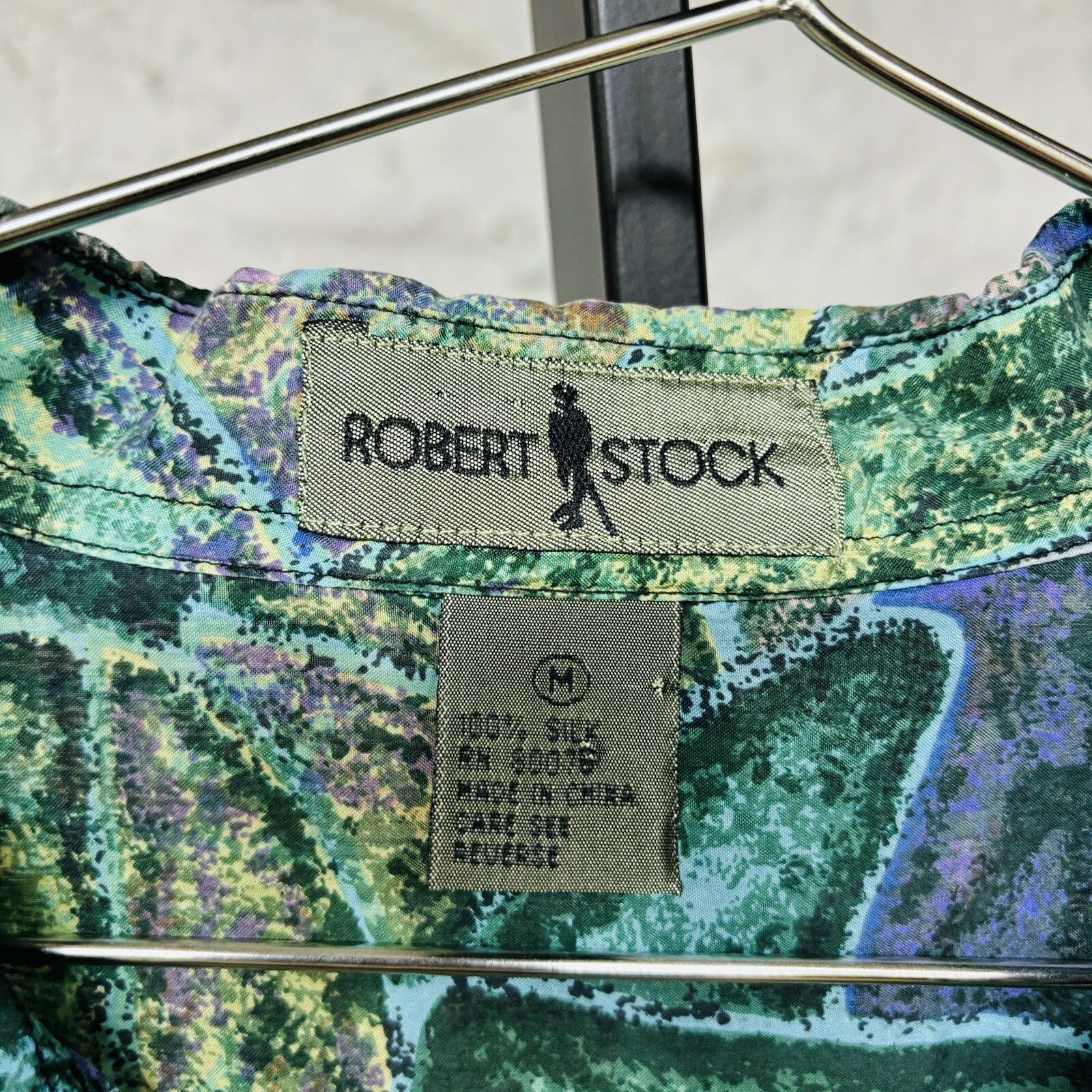 Robert Stock Silk Button Down Multicolor Abstract… - image 5