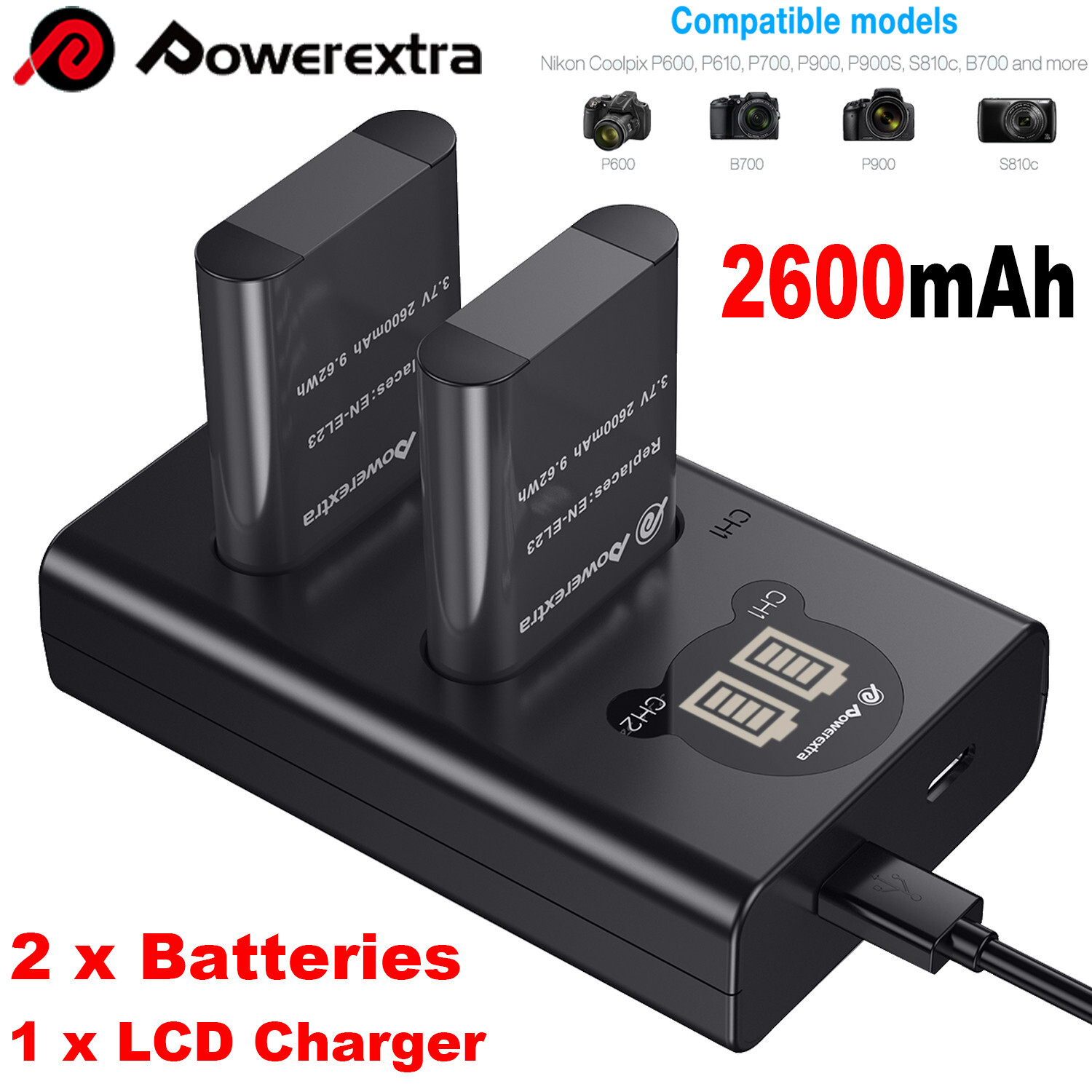 Nikon Coolpix Buy EN-EL23 Battery Charger For B700, P900, P600