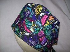 Men/Women Surgical Scrub Cap Lined Butterflies Very Colorful 100 Cotton
