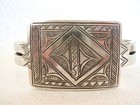 800 Silver Engraved Tribal Geometric CUFF BANGLE BRACELET 2.25" Interior Diam.