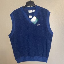 VTG 90s Y2k Reebok Dark Blue V-neck Fleece Golf Vest Men s Large NWT