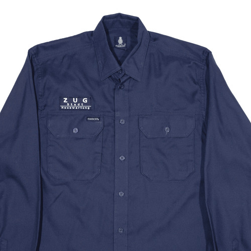 MASCOT Plain Shirt Blue Long Sleeve Mens M - Imagen 2 de 6
