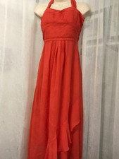 Guess Women's Dress Orange Melon Layered Ruffle Long Halter Dress Size 2