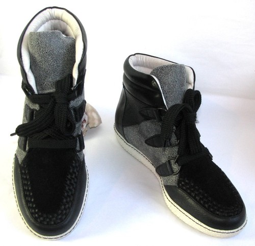 Baskets Sandro Amandine En Cuir Noir Et Gris - Pointure 40, Excellent état Avec Boîte