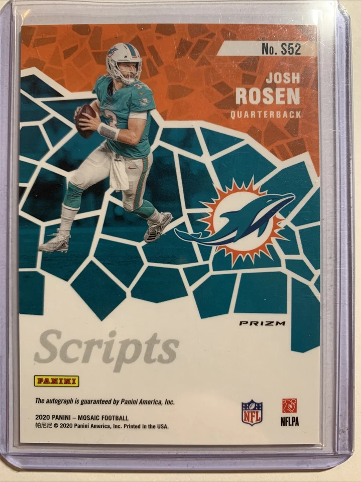 2020 Mosaic Football Josh Rosen Silver Scripts AUTO Prizm #S52 - Image 2 of 3
