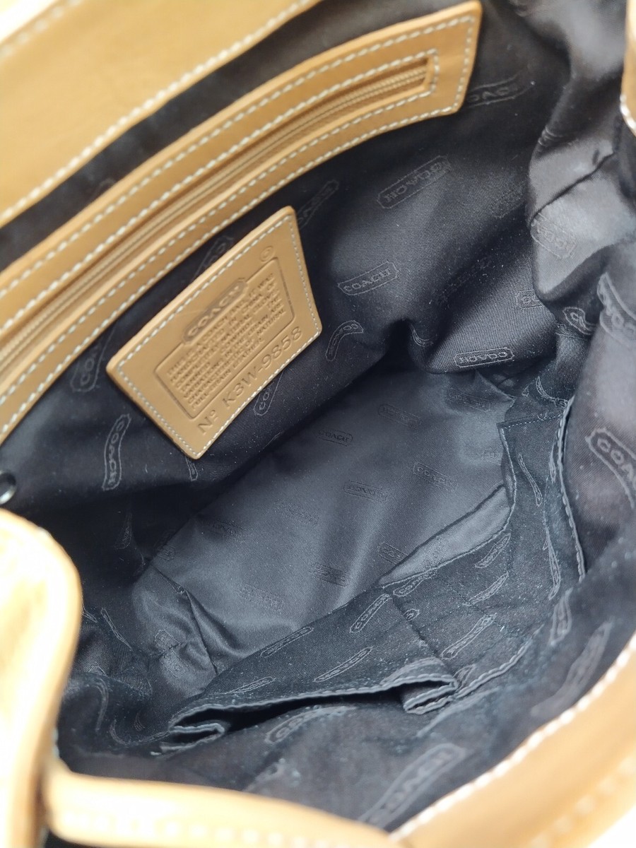 Coach Brown Tan Leather Drawstring Buckle Flap Closure  display picture 2