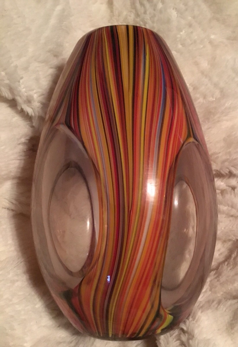 MISSONI Target Hand Blown Glass Vase Orange/Multi Modern