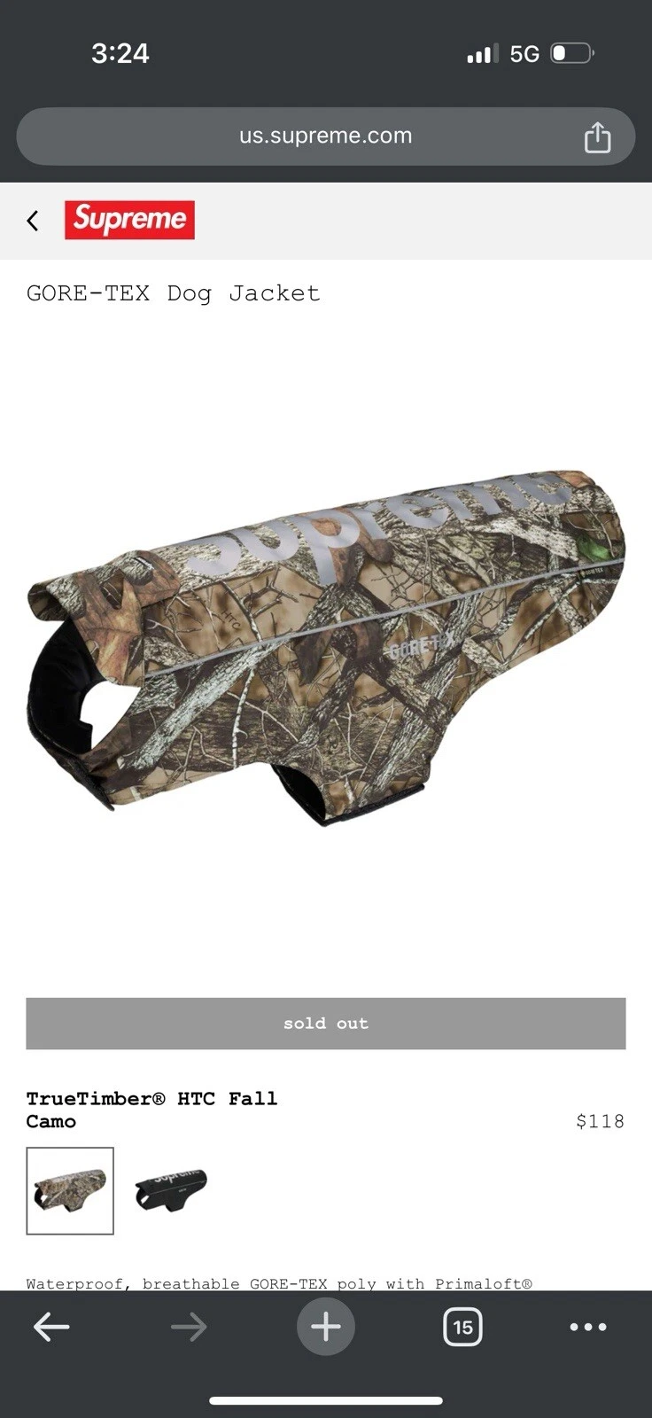 Veste pour chien Supreme Gore Tex taille S camouflage CONFRIMÉ PRÉCOMMANDE ✅✅
