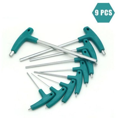 9 pcs/Set T-Handle Hex Key Screws Screwdriver Standard Wrenches Metal Key Tools