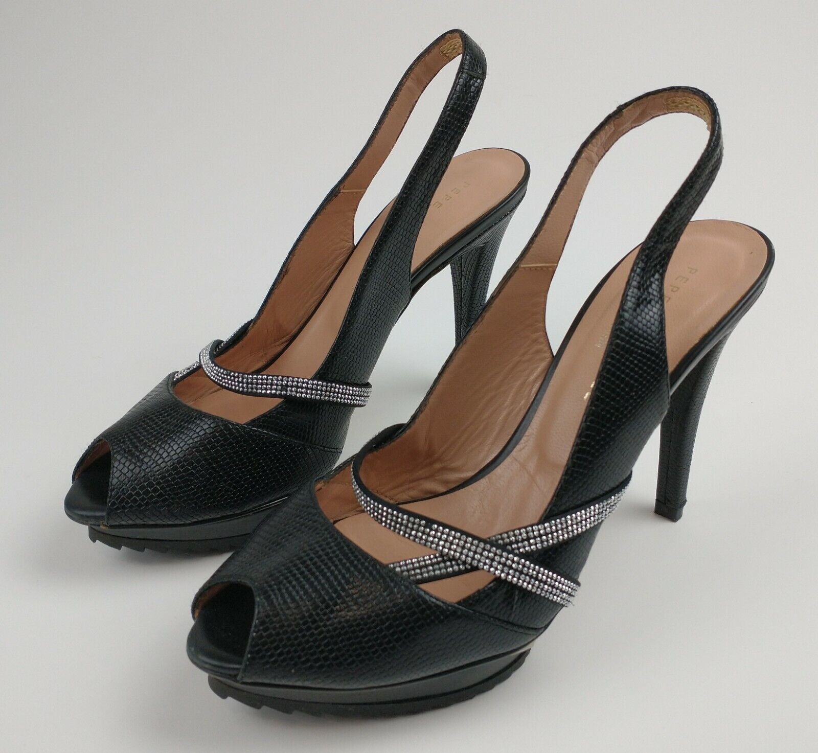 Zapatos de tacón alto Pepe Castell negros con punta de peep talla Reino Unido 5 EU 38