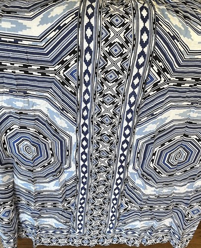 JAPNA Damen S Maxikleid dünne Träger überlagig marine elfenbein blau Muster Indien - Bild 6 von 6