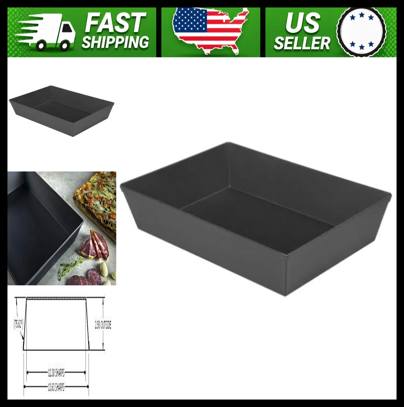 Lloyd Pans Detroit Style Pizza Pan 10 x 14 x 2.5 Inch