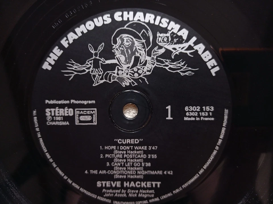 LP 33T STEVE HACKETT "Cured" CHARISMA 6302 153 FRANCE 1981 VG++ ° - Photo 3/4