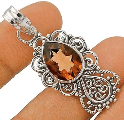 Natürlicher 6 kt Rauchtopas 925 massiv Sterlingsilber Anhänger,