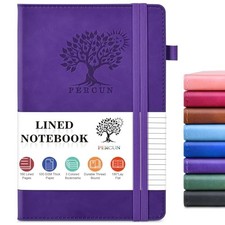 PERCUN Lined Journal Notebook for Men Lined Pages 5.9in x 8.5in Purple