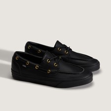 Vans 2-Eyelet Boat Shoe Leather Sneakers Skate Shoes Black VN000Z11CJK US 4-13