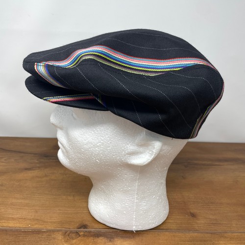 Paul Smith Men's 100% Wool Flat Cap Hat Medium Made In Italy Striped Satin Lined
