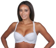 Alegro Innocent Lily Lace Overlay Lined Underwire Plunge Bra 9005B Size UK 36FF