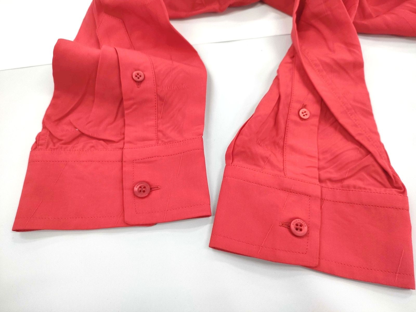 Balenciaga Oversized Logo Long Sleeve Button-Up Red Size 34 New From Japan thumbnail 3